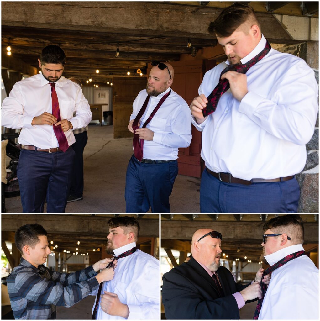 Groom and his wedding party get ready