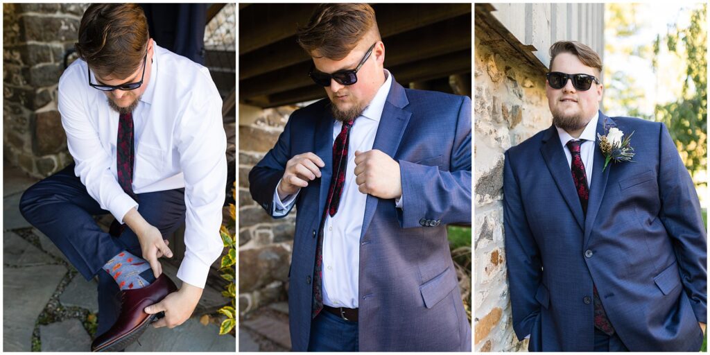 Groom before his fall wedding