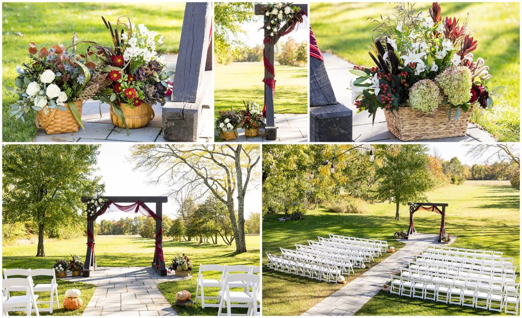 The Farm Bakery & Events set up for a fall wedding