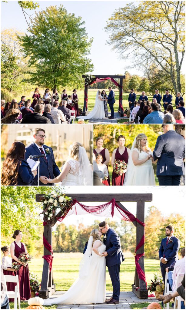 fall wedding ceremony at The Farm Bakery & Events