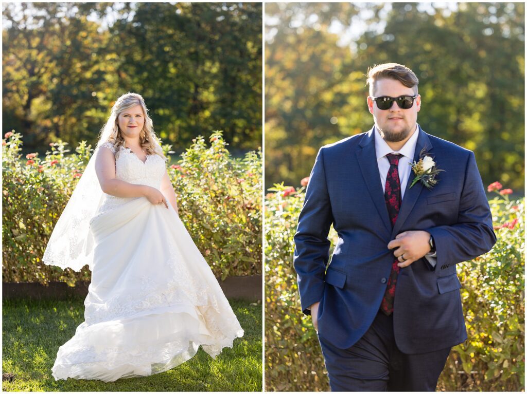 Bride & Groom wedding day portraits outdoors 