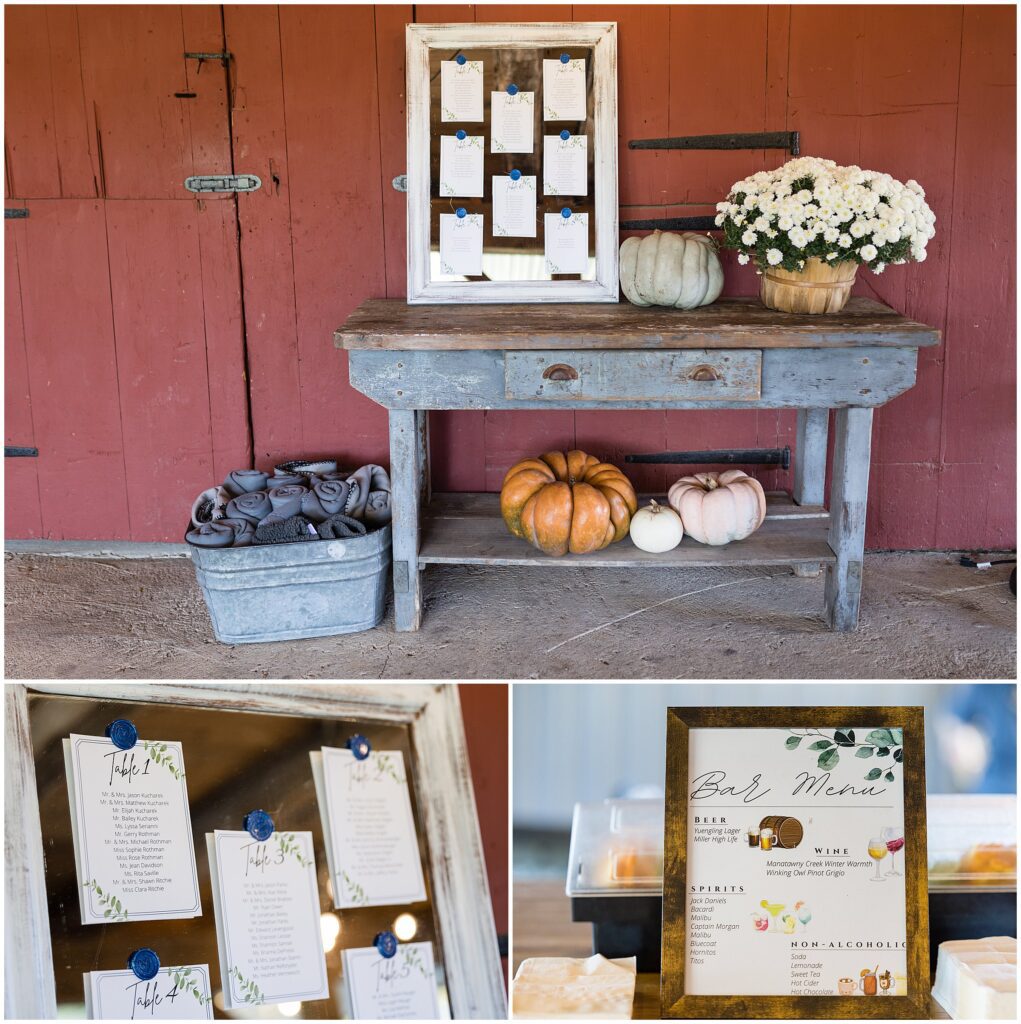 fall wedding details 