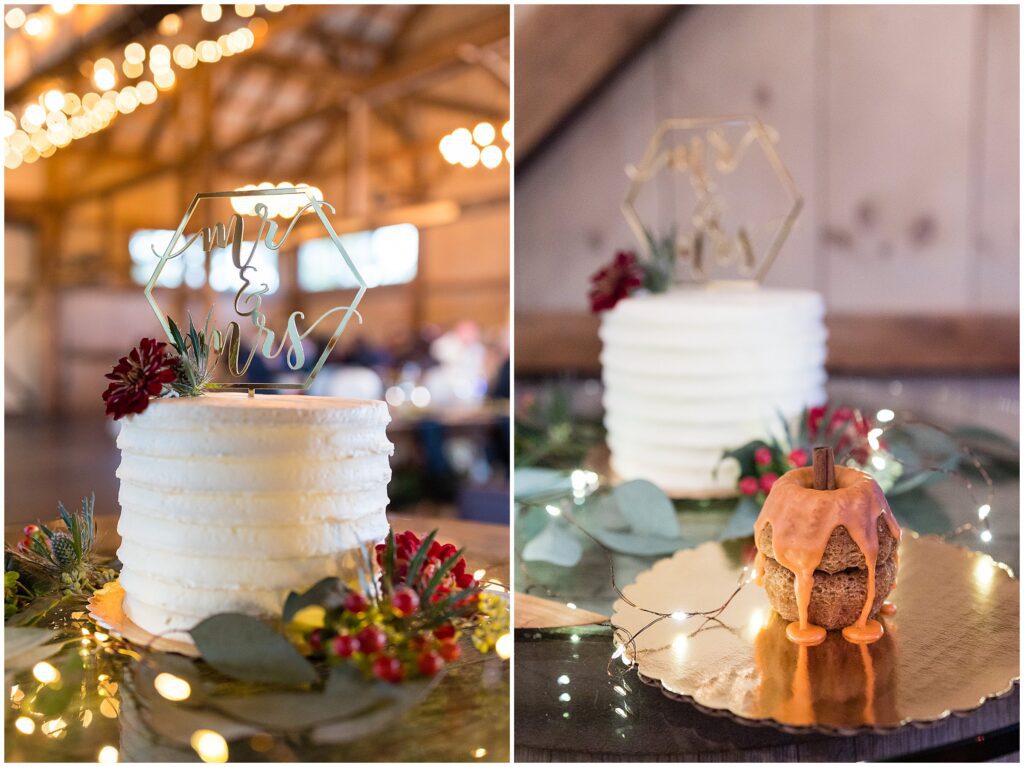 white wedding cake and mini bundt cake