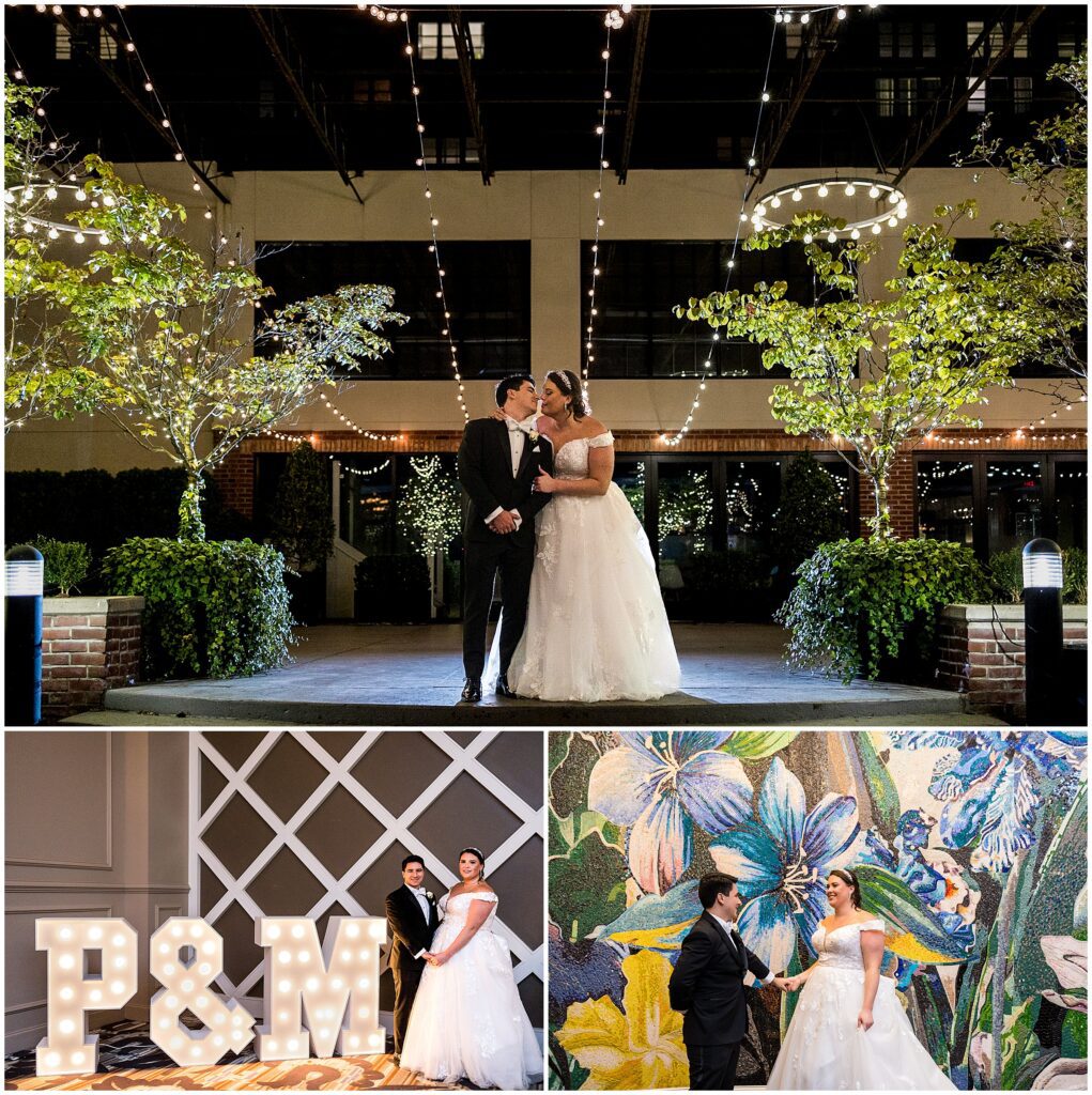 End of the night portraits of the bride and groom at Vie Cescaphe