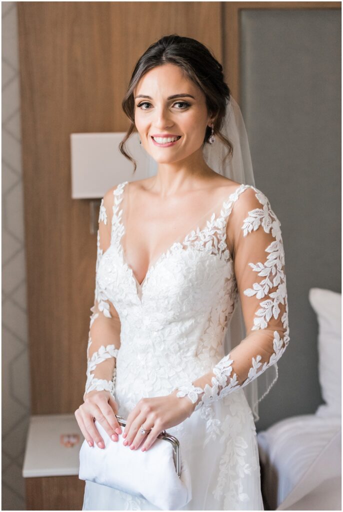 portrait of the bride on her wedding day