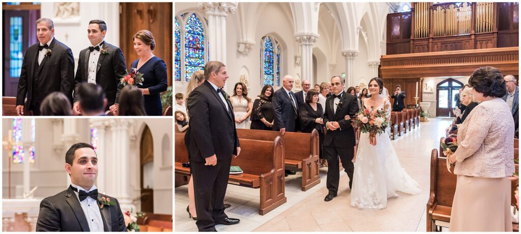 Bride is escorted down the aisle