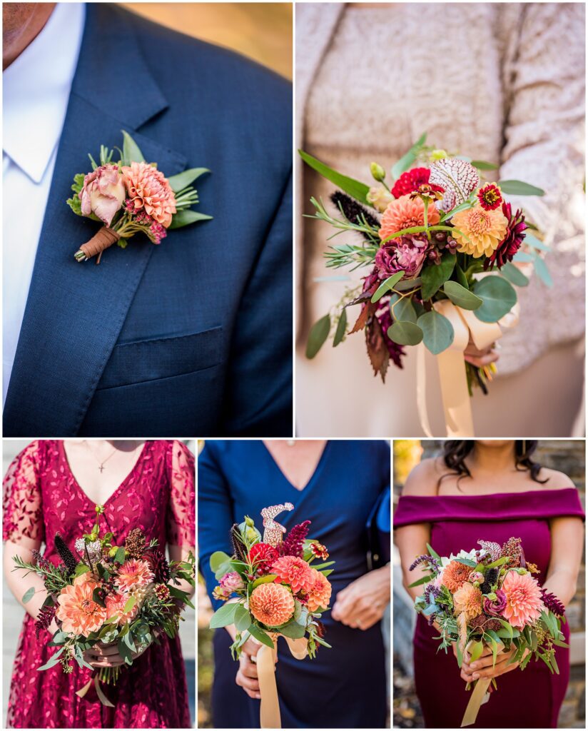 fall florals with oranges, pinks, reds
