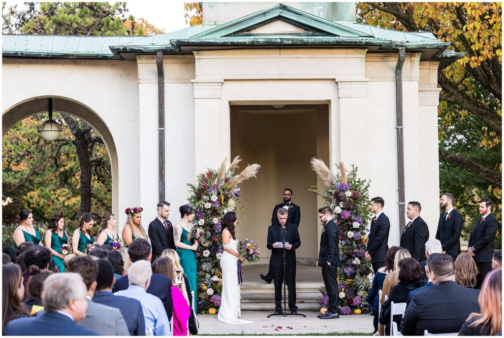 Fall wedding ceremony at the American Swedish History Museum