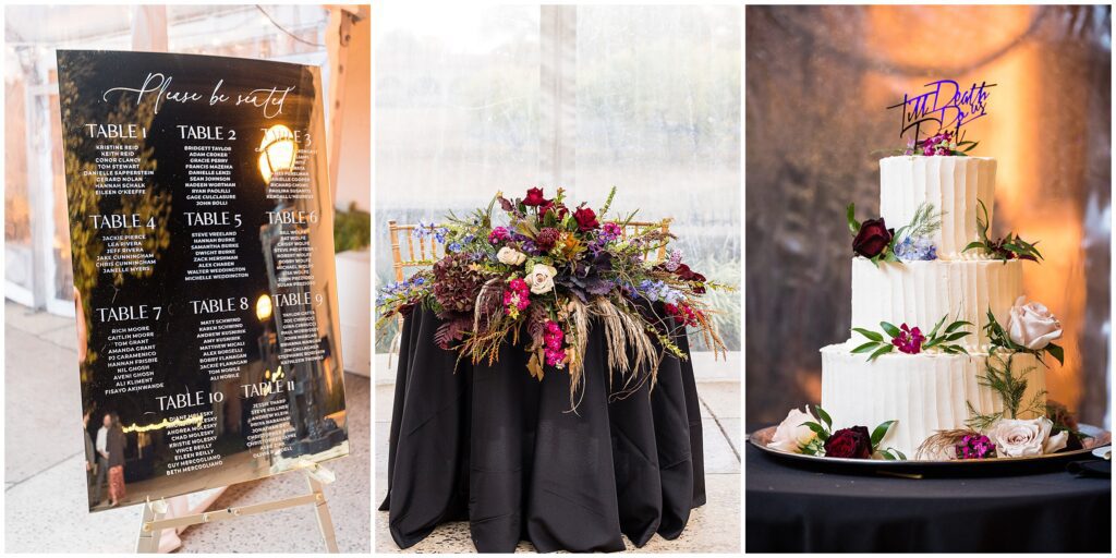 moody wedding reception details for fall