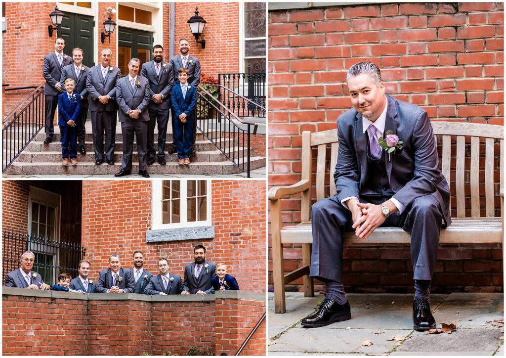 Groom and his wedding party in Philadelphia