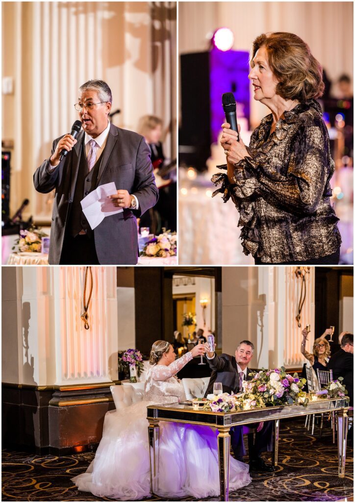 toasts at a Ballroom at the Ben wedding reception