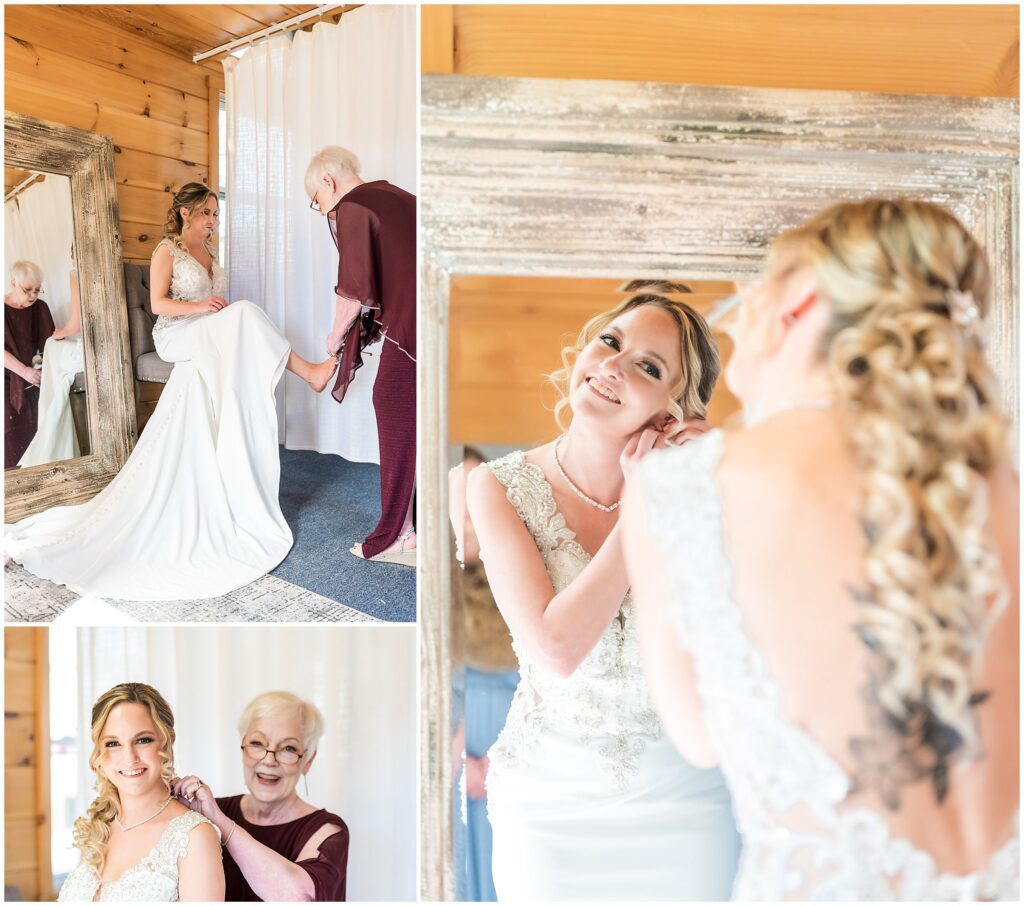 Bride's finishing touches before her wedding