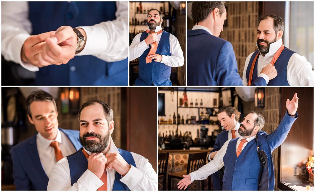 Groom's finishing details before wedding