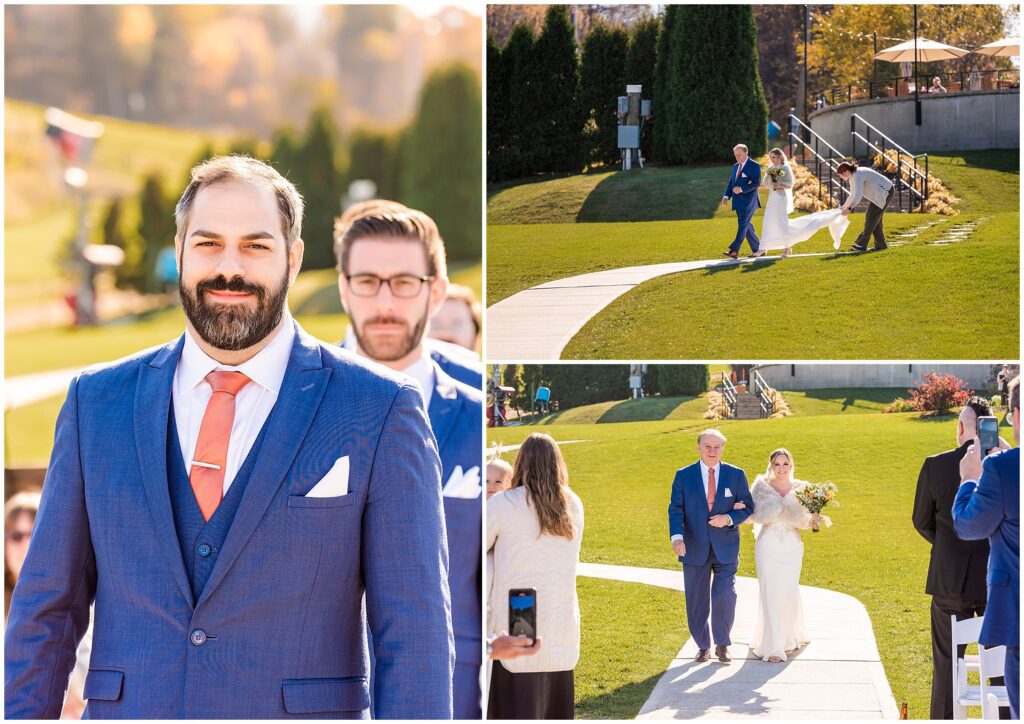 outdoor wedding ceremony in the fall at Blue Mountain Ski Resort