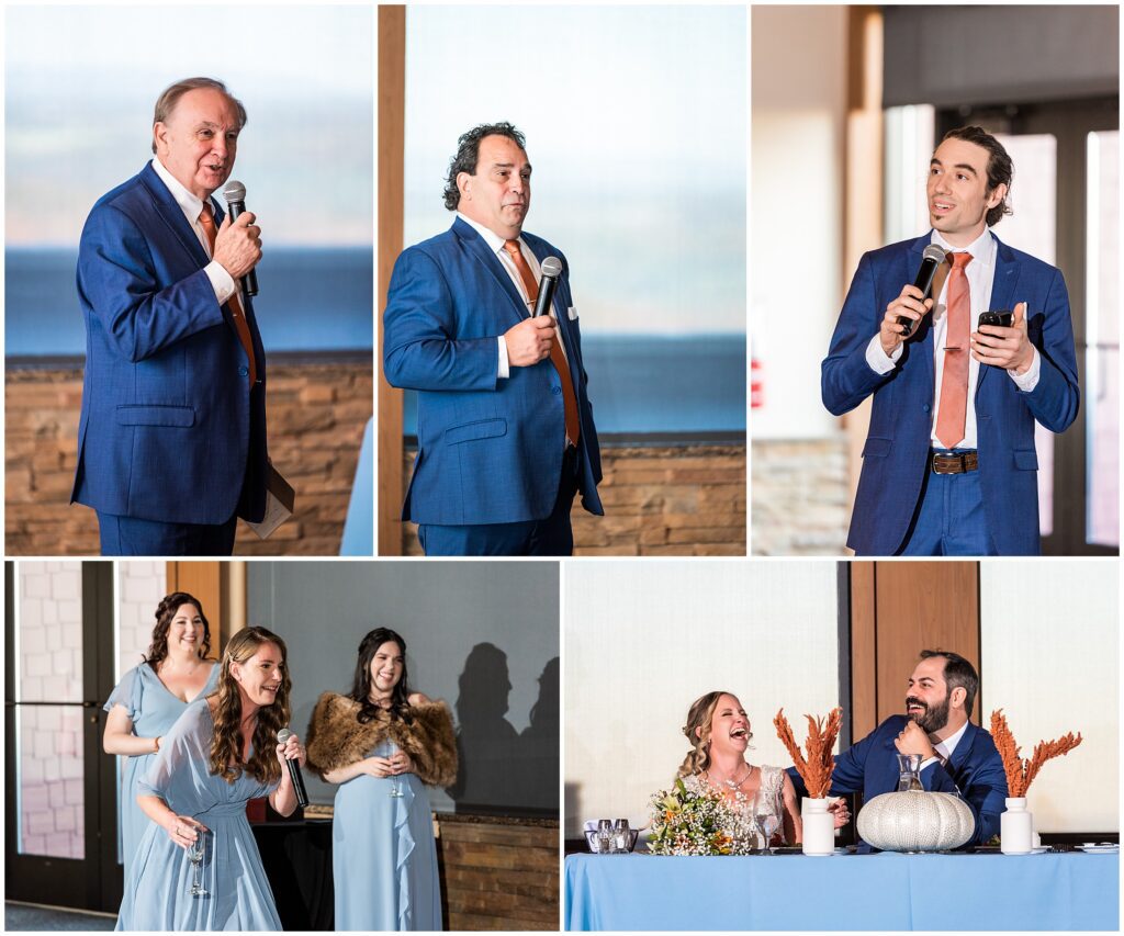Bride and Groom react to toasts from their friends and family