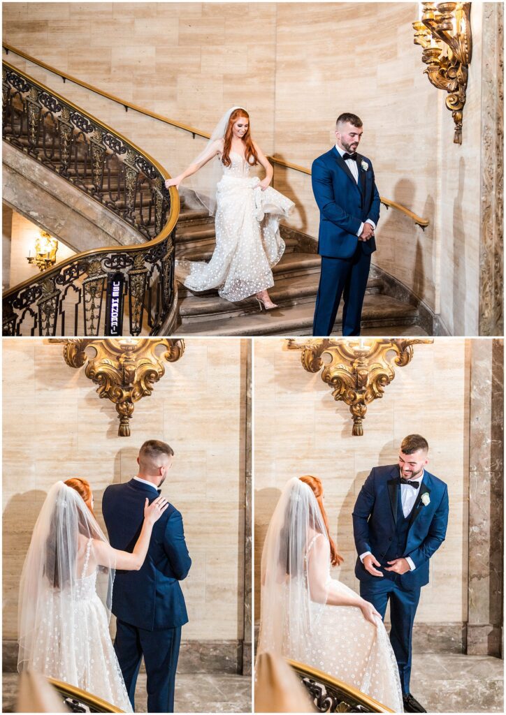 First look on the grand staircase at Hotel DuPont