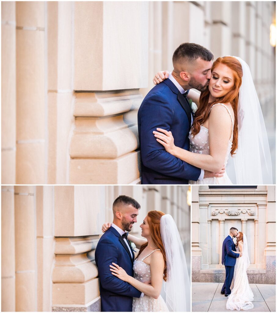 Wedding portraits outside Hotel DuPont