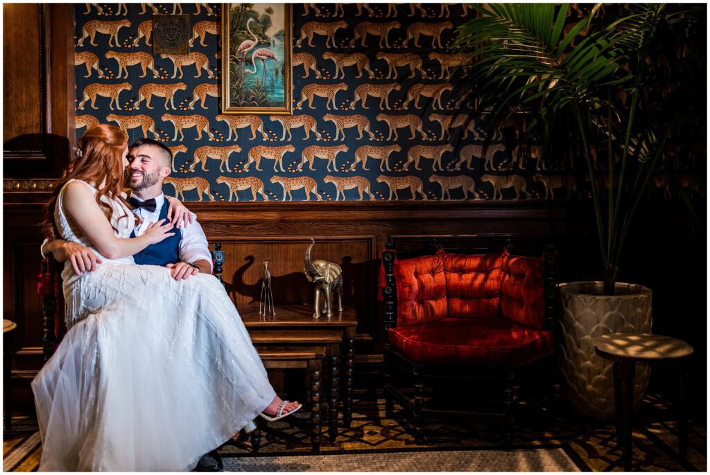 Newlyweds after their wedding at Hotel DuPont 