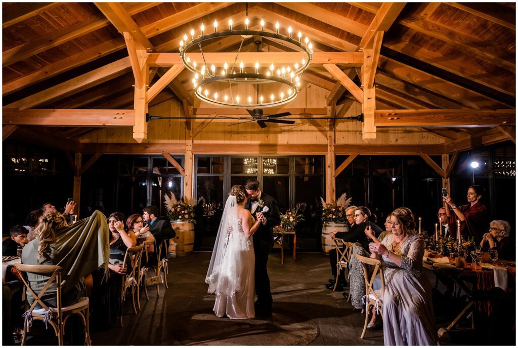 First dance during intimate wedding reception