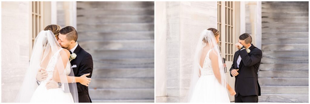 Emotional first look on wedding day