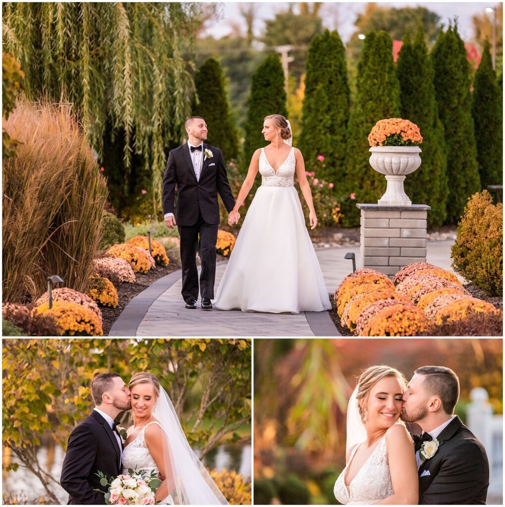 Newlyweds before their fall wedding reception at Mansion on Main