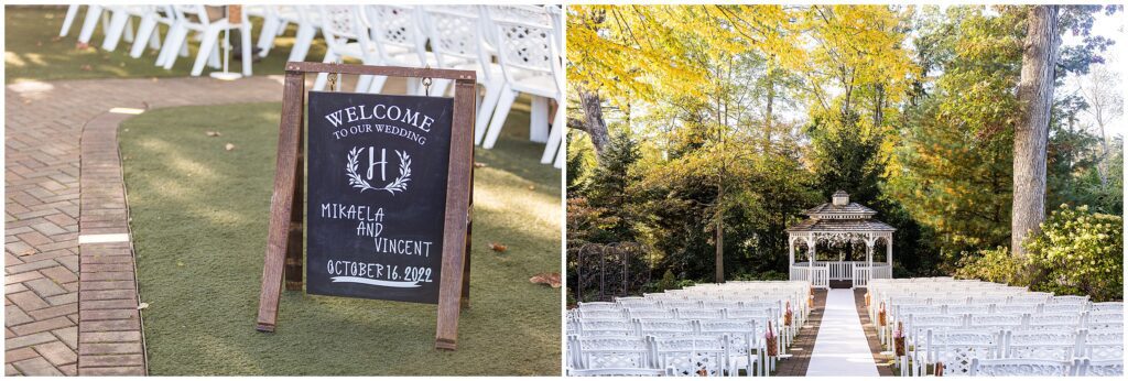overview of gazebo and outdoor wedding area at Meredith Manor