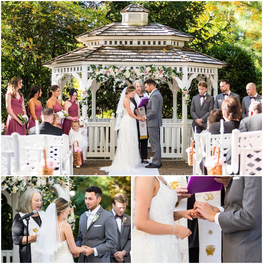 wedding ceremony and ring exchange at Meredith Manor