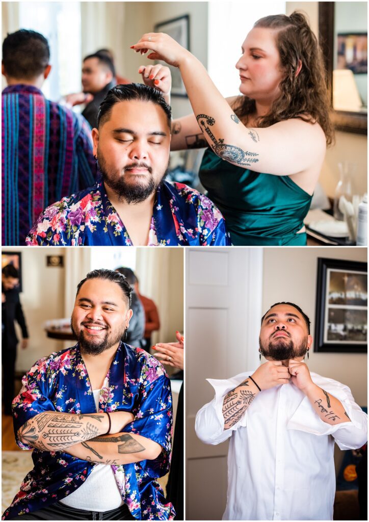 Groom gets ready for his wedding day