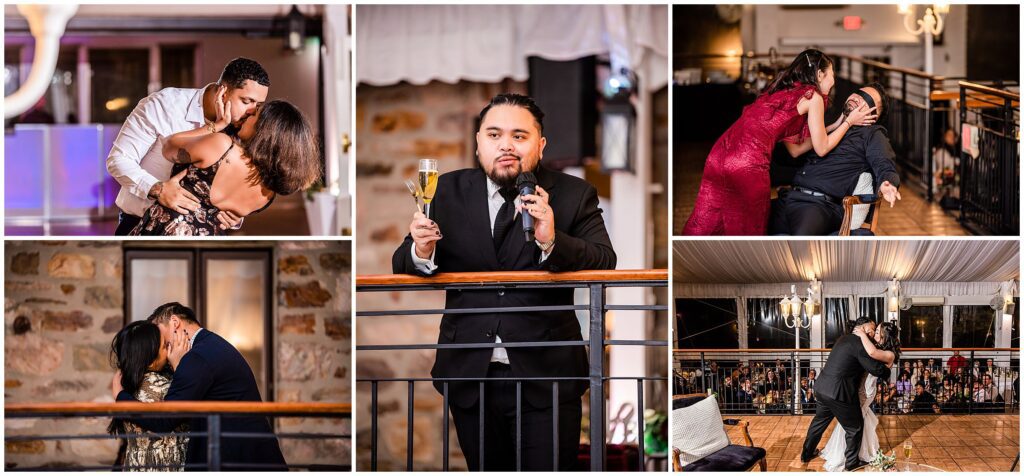 toasts and kiss fun at Prophecy Creek wedding reception
