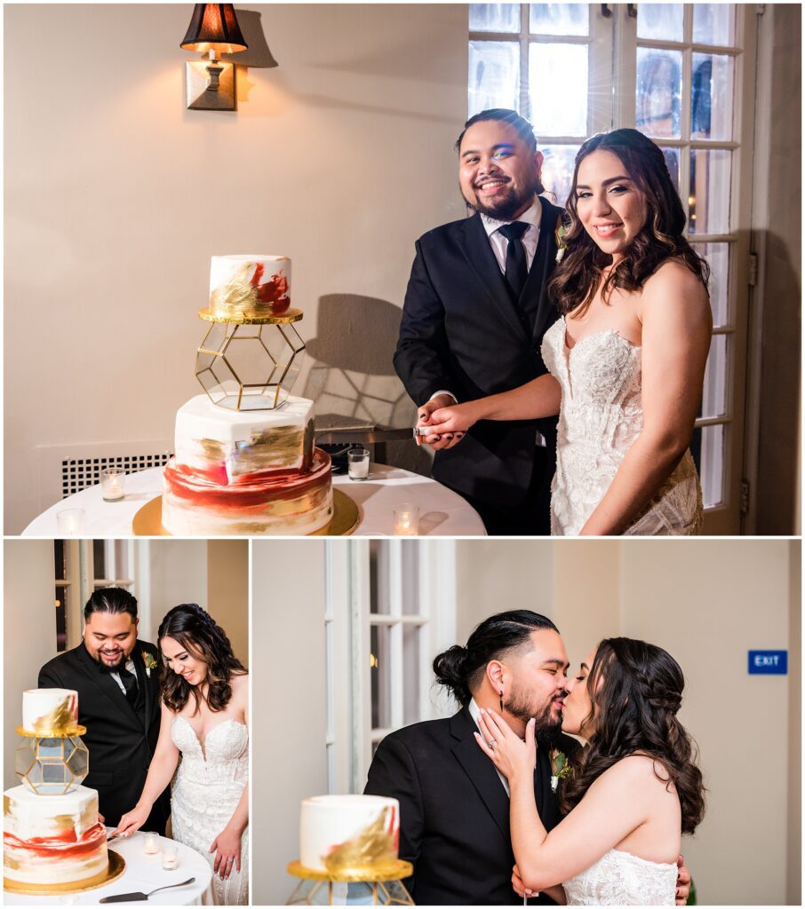 geometric and jewel toned wedding cake