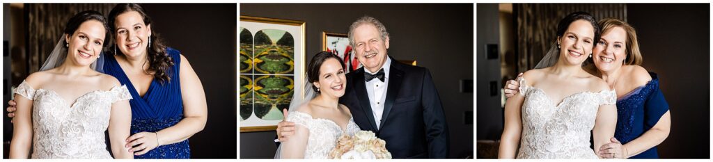 portraits of the bride with her family