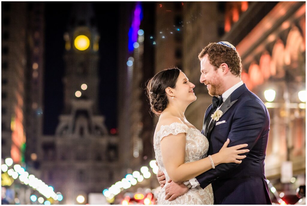 Bride and Groom on Broad St in Philadelphia