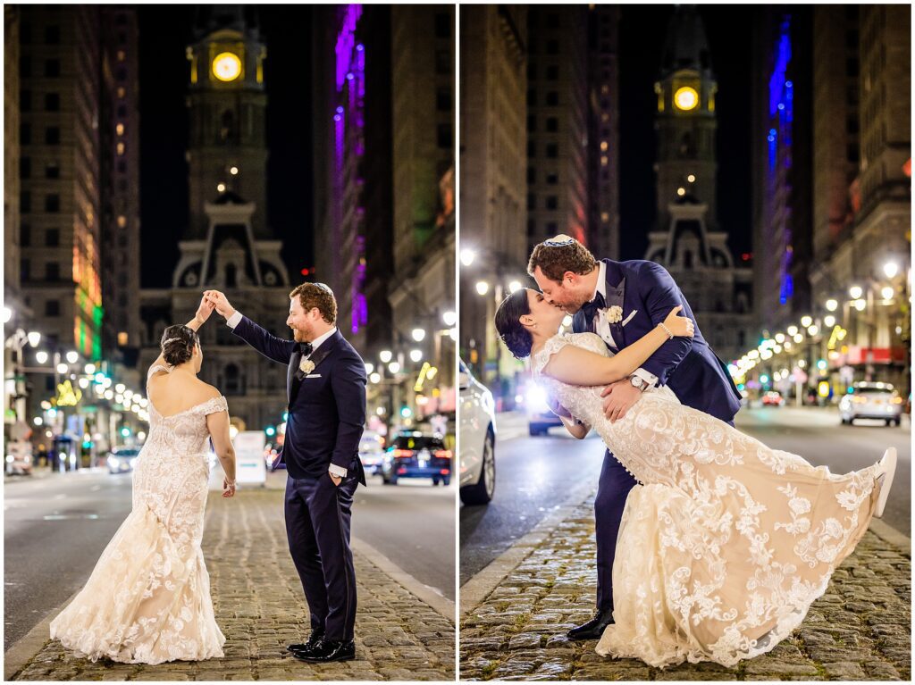 Newlyweds on Broad St in Philadelphia