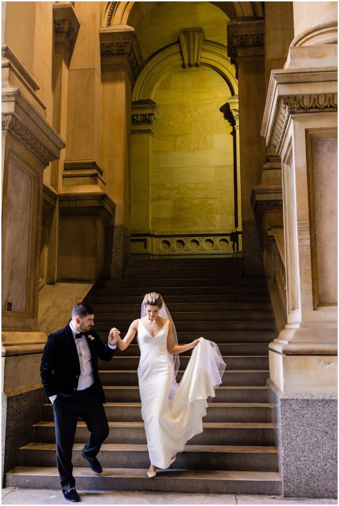 Bride and Groom on their winter wedding day in Philadelphia