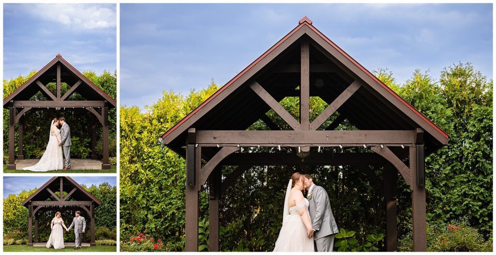 Wedding portrait collage of bride and groom under pergola at Normandy Farms | Ashley Gerrity Photography