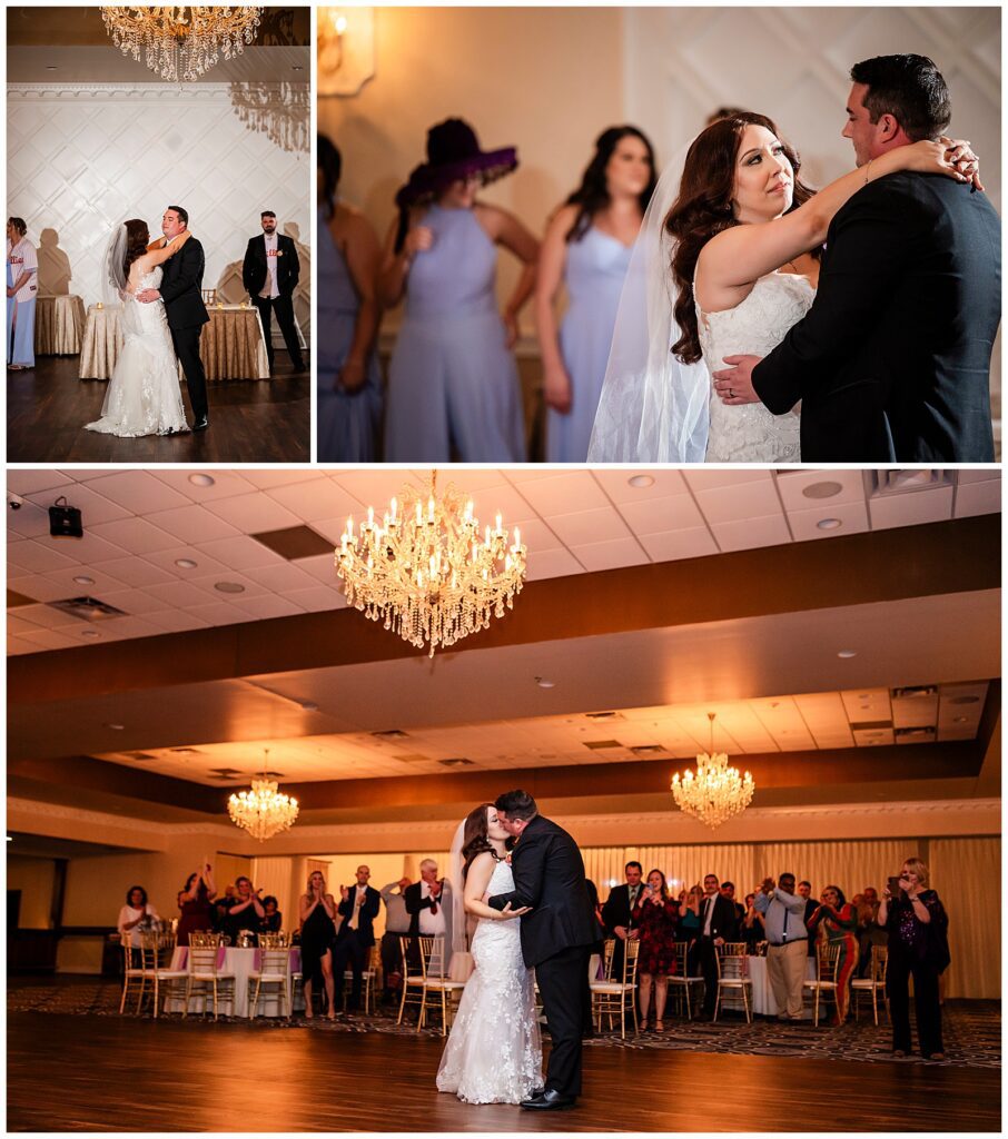 Collage of bride and groom during their first dance at Philadelphia Ballroom wedding | Ashley Gerrity Photography